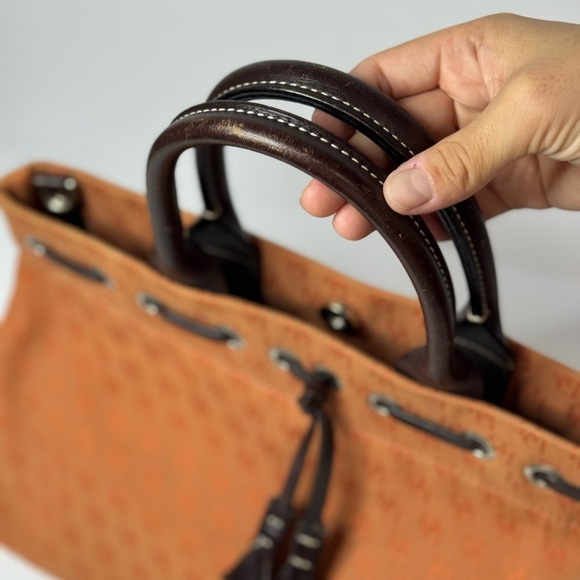 Dooney & Bourke Tassel Signature Monogram Tote Satchel Bag Orange - Picture 3 of 14